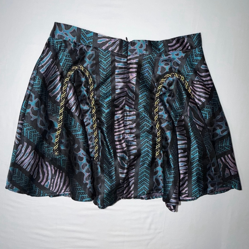 Endless Rose Mixed Animal Print Flared Mini Skirt Gold Rope Swag Size L Festival - Picture 8 of 9